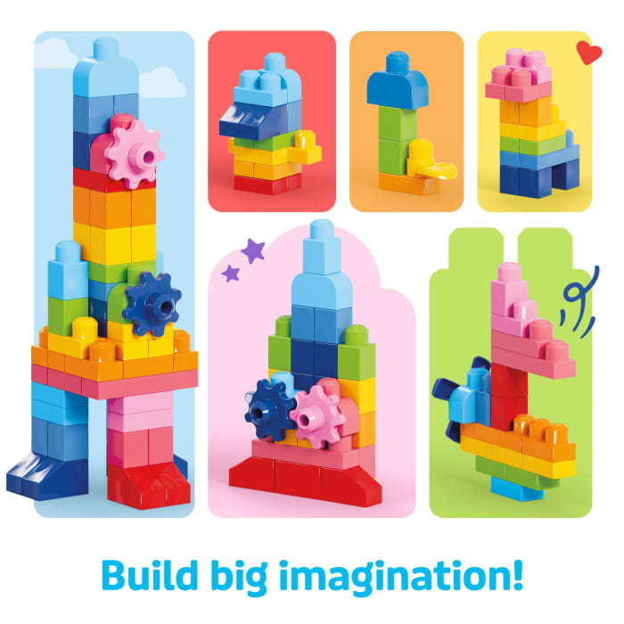 Hot Wheels MEGA BLOKS First Builders Big Bag Of Blocks Toy Blocks With Storage Bag (130 Pieces) For Toddler