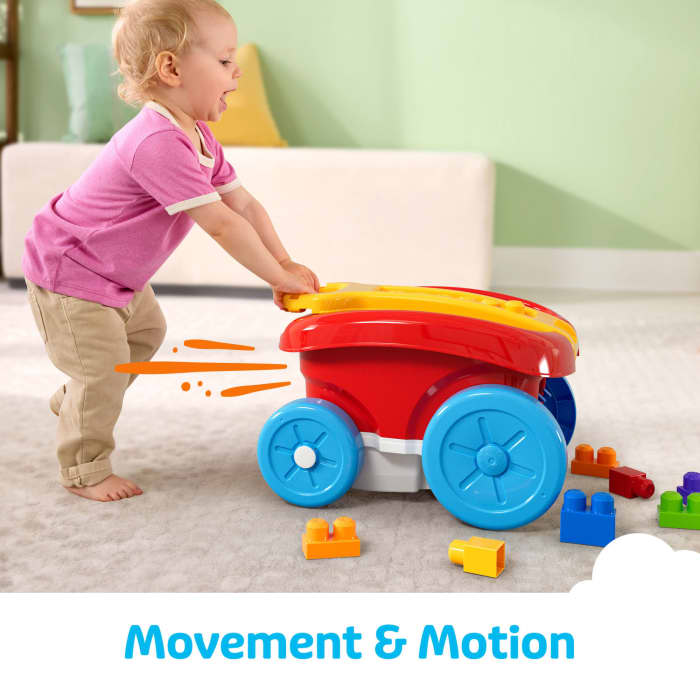 Hot Wheels MEGA BLOKS First Builders Block Scooping Wagon With Storage (20 Pieces) For Toddlers