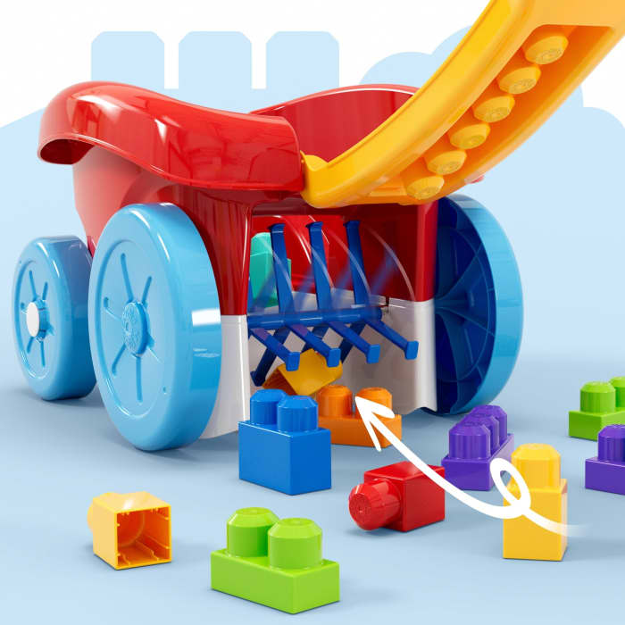 Hot Wheels MEGA BLOKS First Builders Block Scooping Wagon With Storage (20 Pieces) For Toddlers