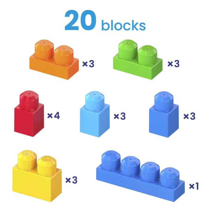 Hot Wheels MEGA BLOKS Fisher Price Blue Block Scooping Wagon Building Toy (21 Pieces) For Toddler