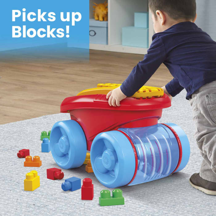 hot wheels MEGA BLOKS Fisher Price Blue Block Scooping Wagon Building Toy (21 Pieces) For Toddler