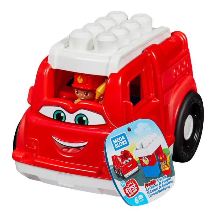 Hot Wheels MEGA BLOKS Freddy Fire Truck Fisher-Price Toy Blocks With 1 Figure (6 Pieces) For Toddler