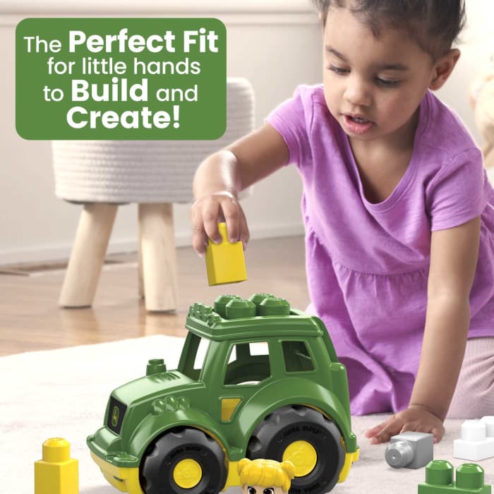 Hot Wheels MEGA BLOKS John Deere Lil' Tractor Building Toy Blocks (6 Pieces) For Toddlers