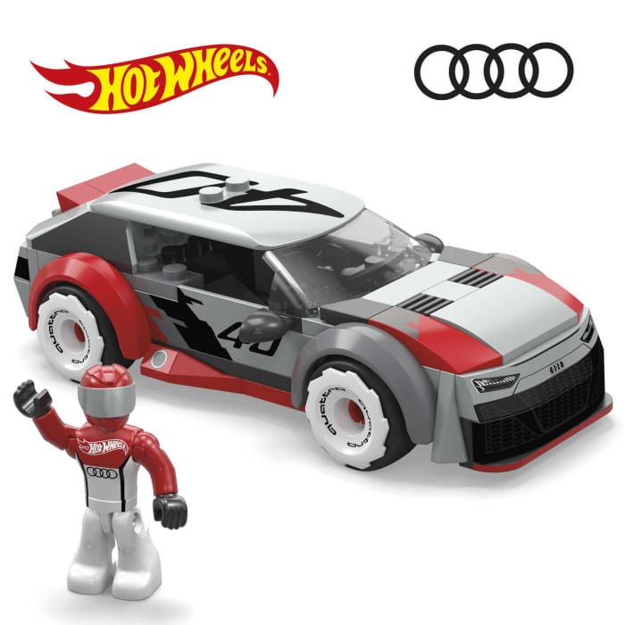 hot wheels MEGA Hot Wheels Audi RS 6 GTO Concept Toy Car Building Kit With 1 Figure (77 Pieces)