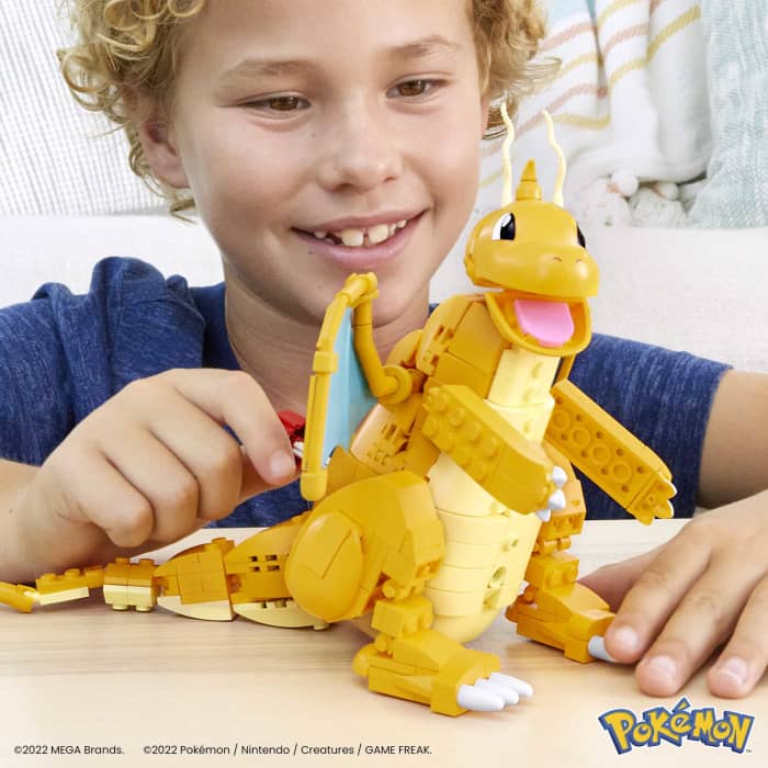 Hot Wheels MEGA Pokémon Dragonite Large Scale Figure With Motion Building Set For Kids (388 Pcs)