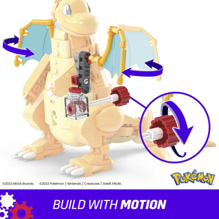 hot wheels MEGA Pokémon Dragonite Large Scale Figure With Motion Building Set For Kids (388 Pcs)
