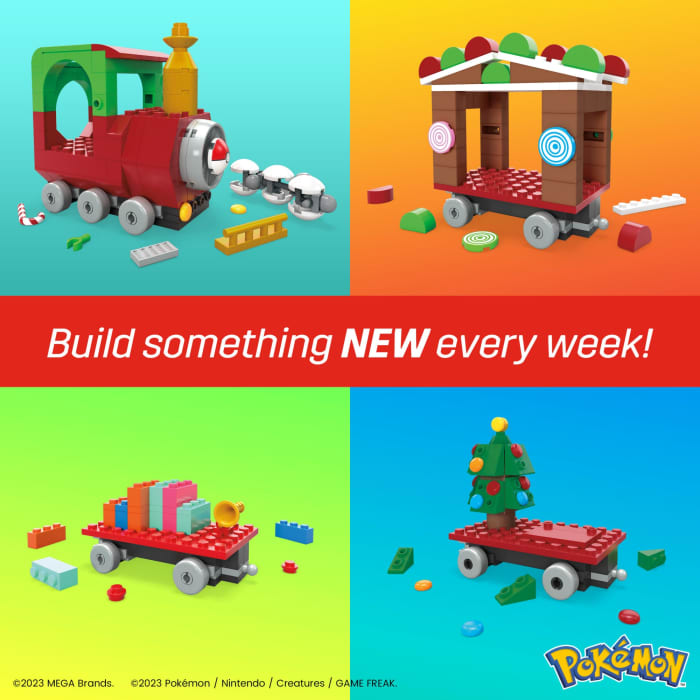 Hot Wheels MEGA Pokémon Holiday Train Building Set With 373 Pieces And Festive Surprises