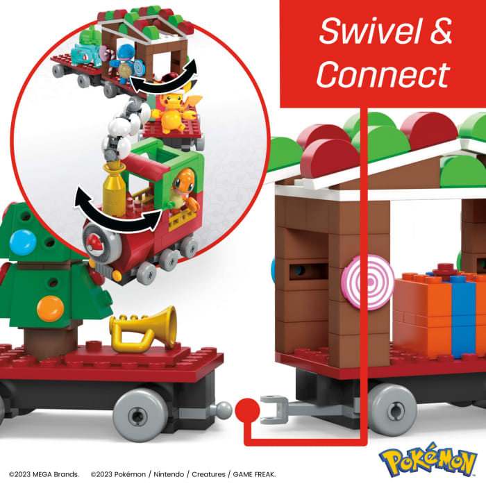 Hot Wheels MEGA Pokémon Holiday Train Building Set With 373 Pieces And Festive Surprises