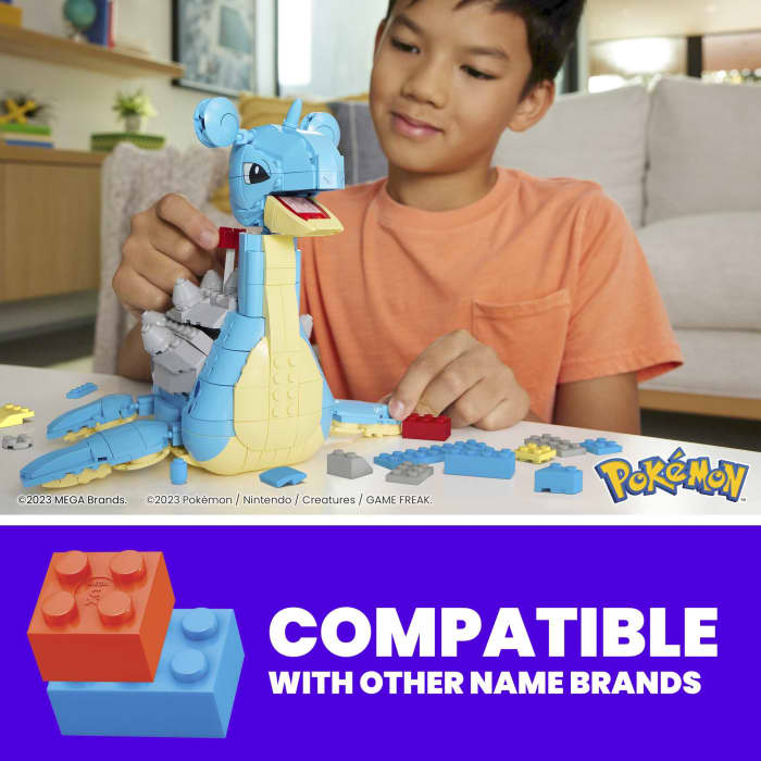 hot wheels MEGA Pokémon Lapras Building Toy Kit With Action Figure (527 Pieces) For Kids