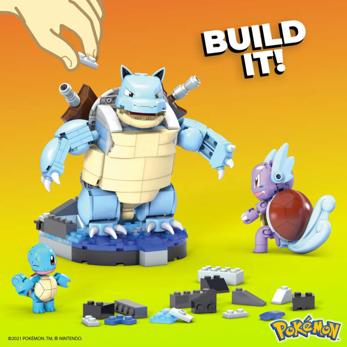 Hot Wheels MEGA Pokémon Squirtle Building Toy Kit With 3 Action Figures (379 Pieces) For Kids