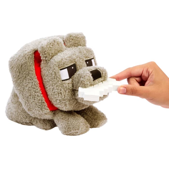 Hot Wheels Minecraft Food Mode Dennis Plush Interactive Toy With Sounds & Bone Accessory Inspired By The Movie