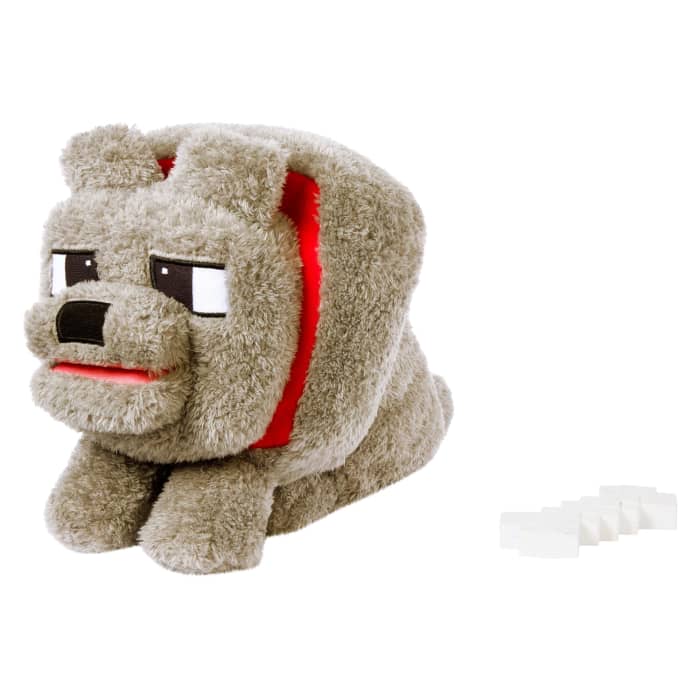 Hot Wheels Minecraft Food Mode Dennis Plush Interactive Toy With Sounds & Bone Accessory Inspired By The Movie