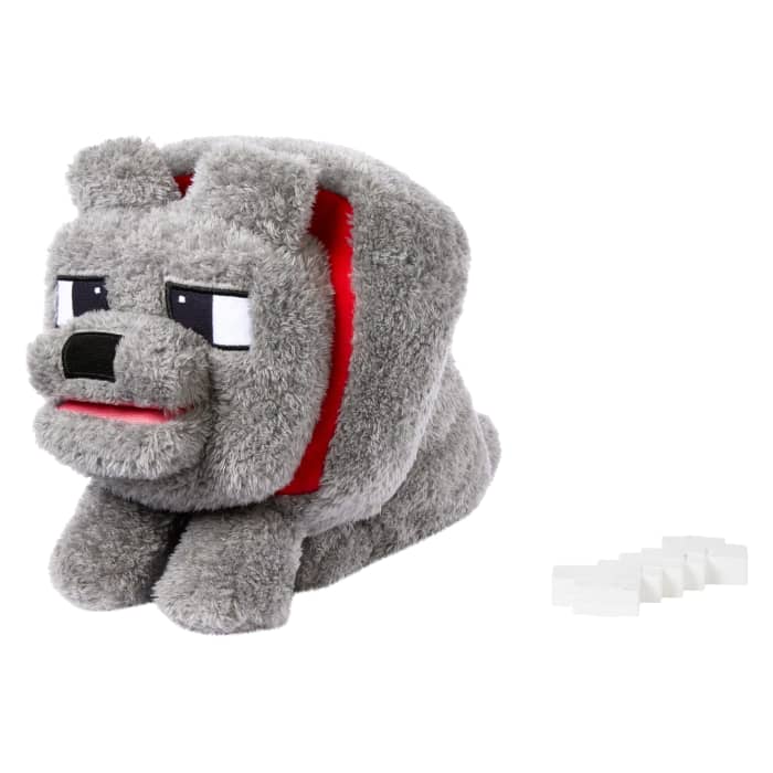 Hot Wheels Minecraft Food Mode Dennis Plush Interactive Toy With Sounds & Bone Accessory Inspired By The Movie