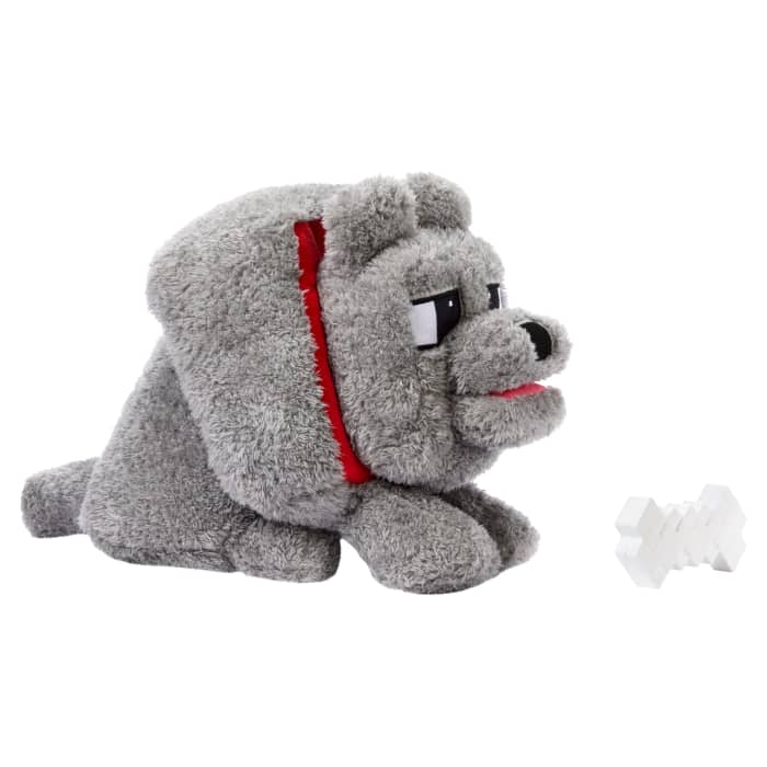 Hot Wheels Minecraft Food Mode Dennis Plush Interactive Toy With Sounds & Bone Accessory Inspired By The Movie