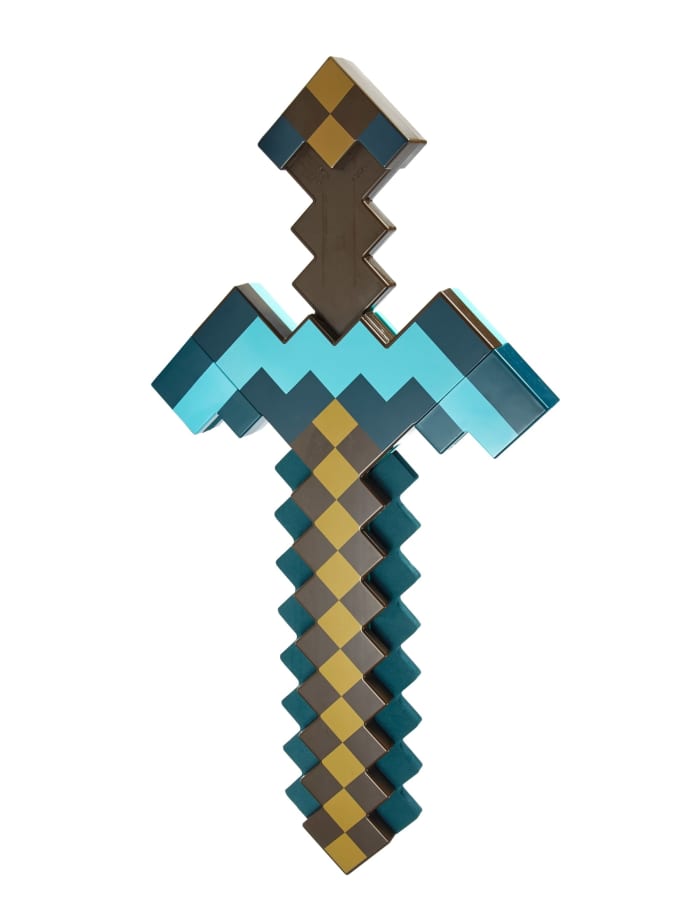 Hot Wheels Minecraft Transforming Diamond Sword & Pick-Axe Kid-Sized 2-in-1 Toy For Role-Play & Costumes