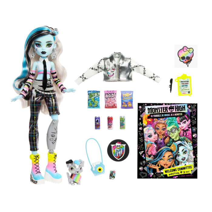 Hot Wheels Monster High Frankie Stein Welcome Committee Fashion Doll With Pet And Accessories