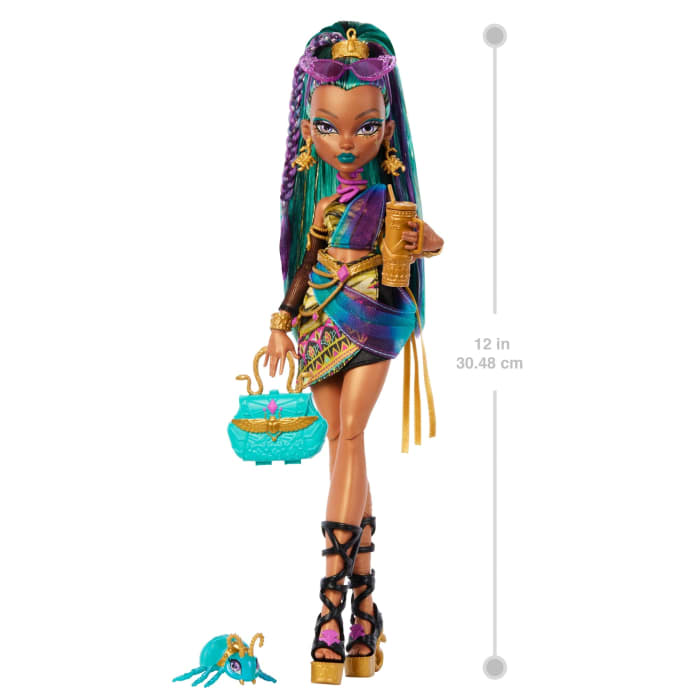 hot wheels Monster High Nefera De Nile Doll With Pet Scarab Lavish And 7 Accessories Like Purse And Snacks