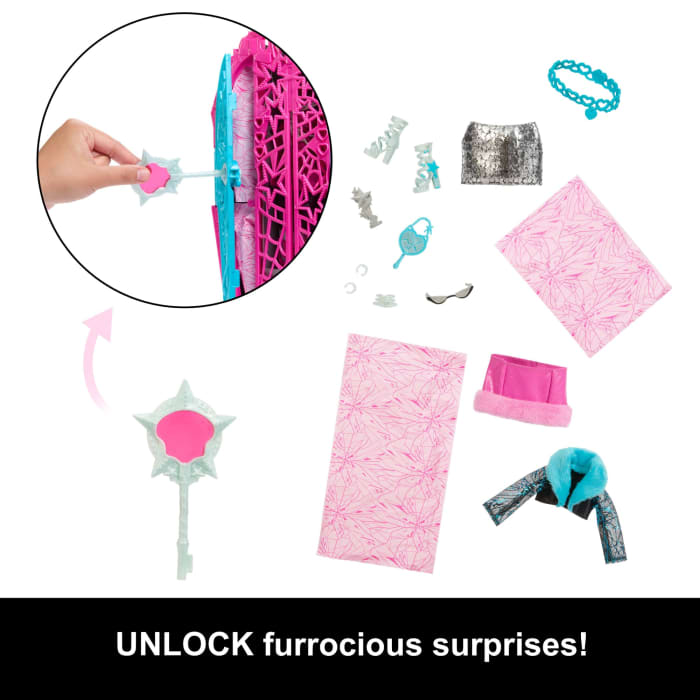 Hot Wheels Monster High Skulltimate Secrets Hauntlywood Mysteries Doll Catty Noir With 19+ Surprises