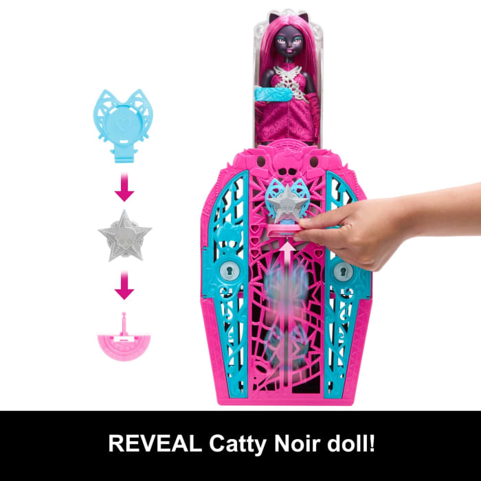 Hot Wheels Monster High Skulltimate Secrets Hauntlywood Mysteries Doll Catty Noir With 19+ Surprises