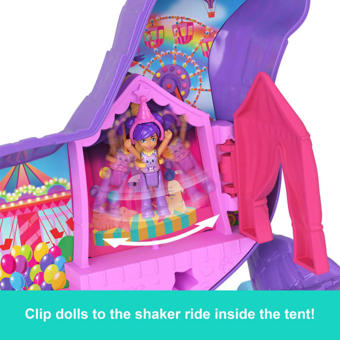Hot Wheels Polly Pocket Celebration Kitty Playset With 2 Micro Dolls 23 Surprise Accessories Including Pets Birthday Party With Ferris Wheel Ride