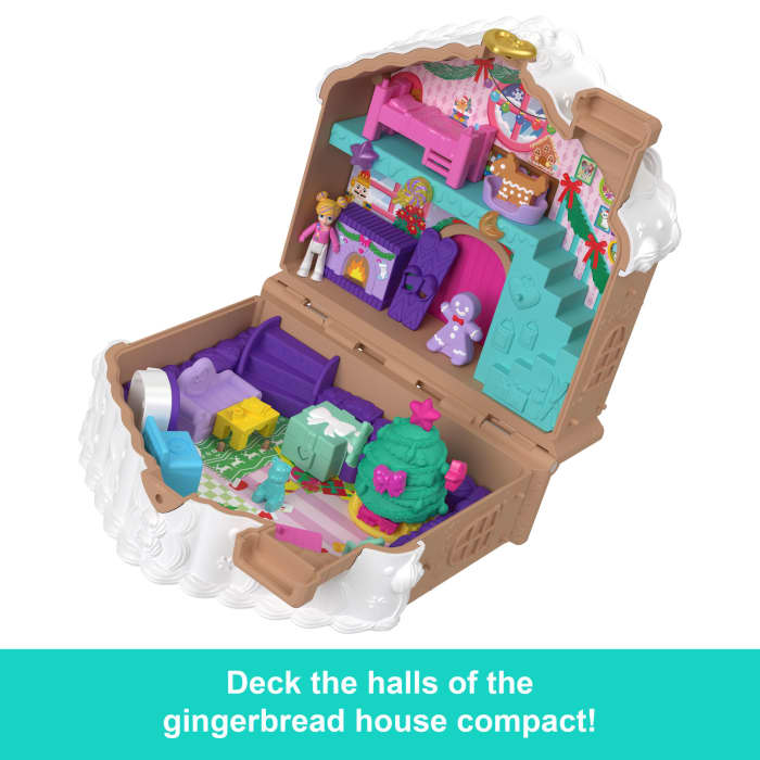 Hot Wheels Polly Pocket Doll And Playset Advent Calendar Diy Gingerbread House With Dollhouse Furniture And 24+ Holiday Accessories