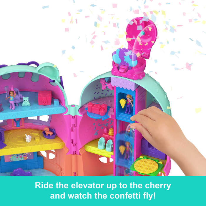 Hot Wheels Polly Pocket Dolls And Playset Gelato House With Elevator Ice Cream Theme With 25+ Accessories Including Furniture And Pets