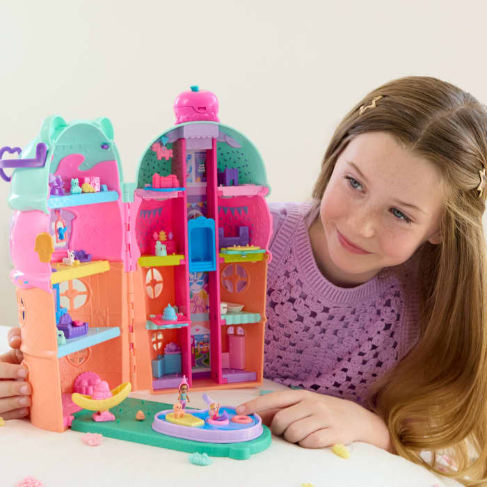hot wheels Polly Pocket Dolls And Playset Gelato House With Elevator Ice Cream Theme With 25+ Accessories including Furniture And Pets