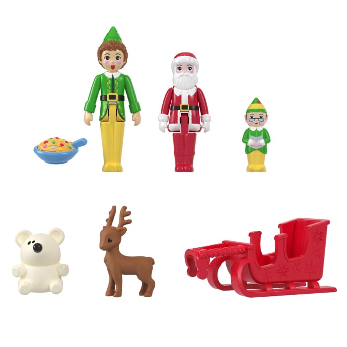 Hot Wheels Polly Pocket Micro Buddy & Santa Dolls And Playset Collaboration Elf Compact With 5 Accessories Holiday Theme