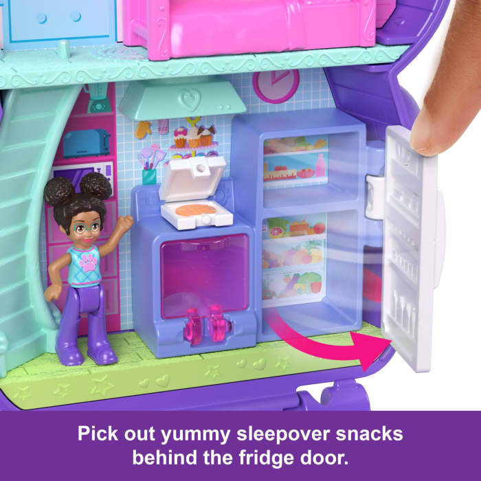 Hot Wheels Polly Pocket Sleepover Puppy Compact Playset With 1 Micro Doll And Pet Dogs Travel Toy With Food & Styling Accessories