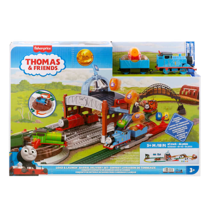 hot wheels Thomas & Friends Load & Launch Barrel Delivery Set By Fisher-Price & Classic Motorized Toy Train