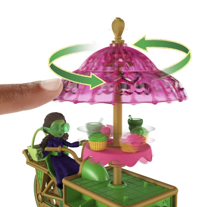 Hot Wheels Universal Pictures’ Wicked Emerald City Dessert Cart Toy With Cart Small Doll & 7 Accessories