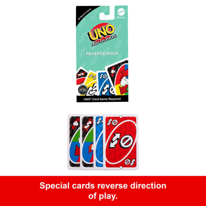 Hot Wheels UNO Add-On-Packs Reverse Pack Card Game For Kids Family & Game Nights Travel Camping & Parties