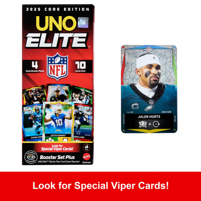 Hot Wheels UNO Elite NFL Booster Set Plus With 40 Elite Action Cards 2025 Core Edition (Players May Vary)