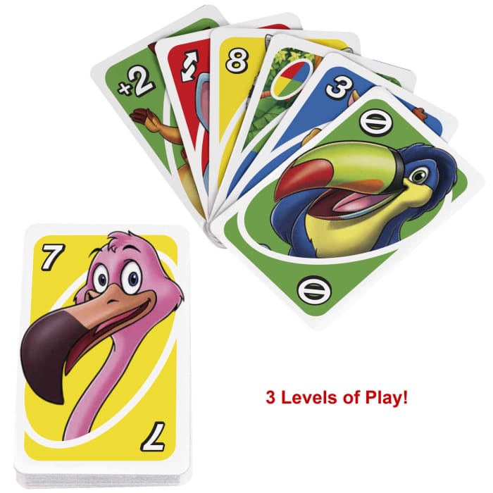 Hot Wheels UNO Junior Card Game For Kids With Simple Rules & Animal Matching For 2-4 Players