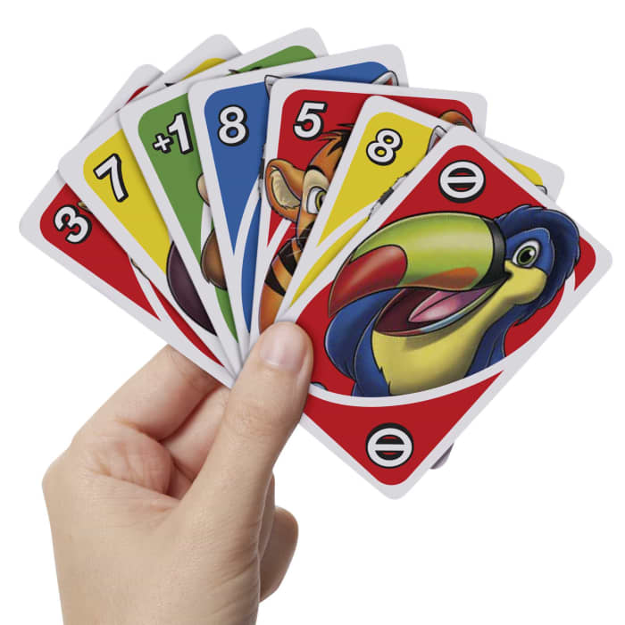 Hot Wheels UNO Junior Card Game For Kids With Simple Rules & Animal Matching For 2-4 Players