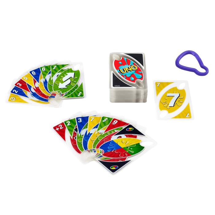 Hot Wheels UNO Splash Card Game With Waterproof Cards And Portable Clip For Travel
