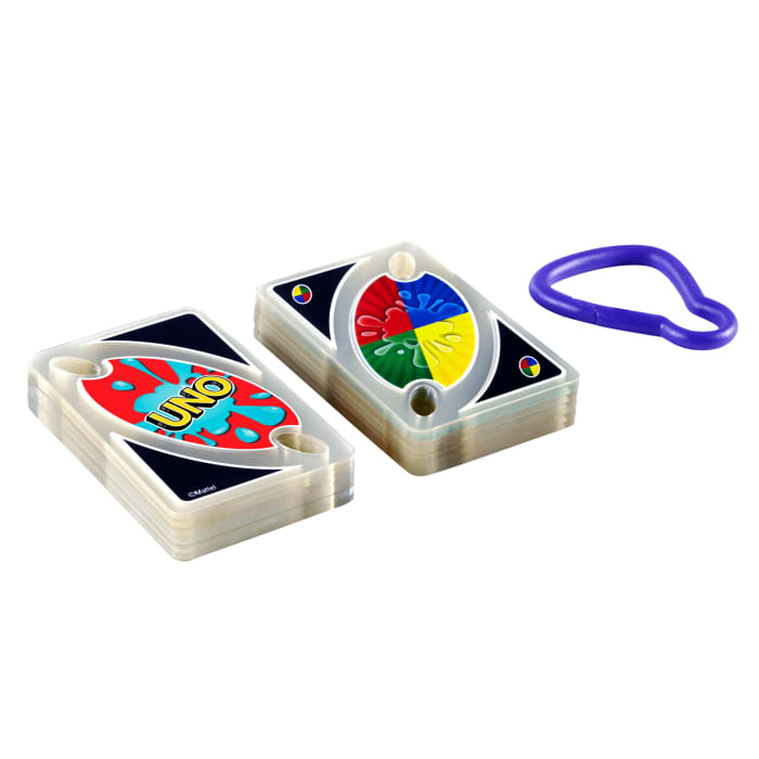 Hot Wheels UNO Splash Card Game With Waterproof Cards And Portable Clip For Travel