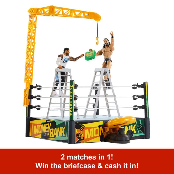 Hot Wheels WWE Money In The Bank Cash-in Ring Playset With Accessories 2 Play Modes 40+ Sounds & Phrases