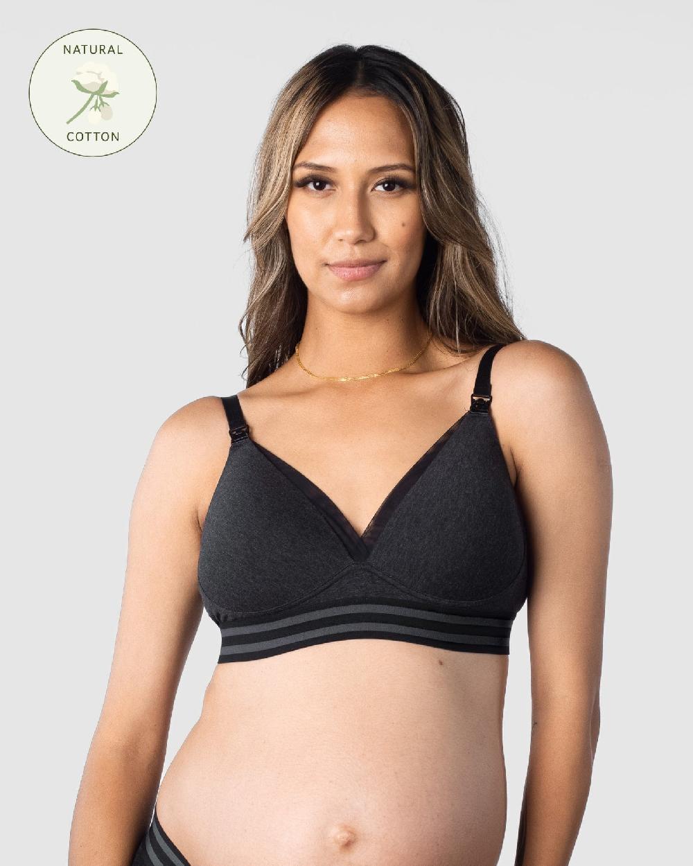 hotmilk Elevate Cotton Grey Marle T-Shirt Nursing Bra - Wirefree Grey Marle