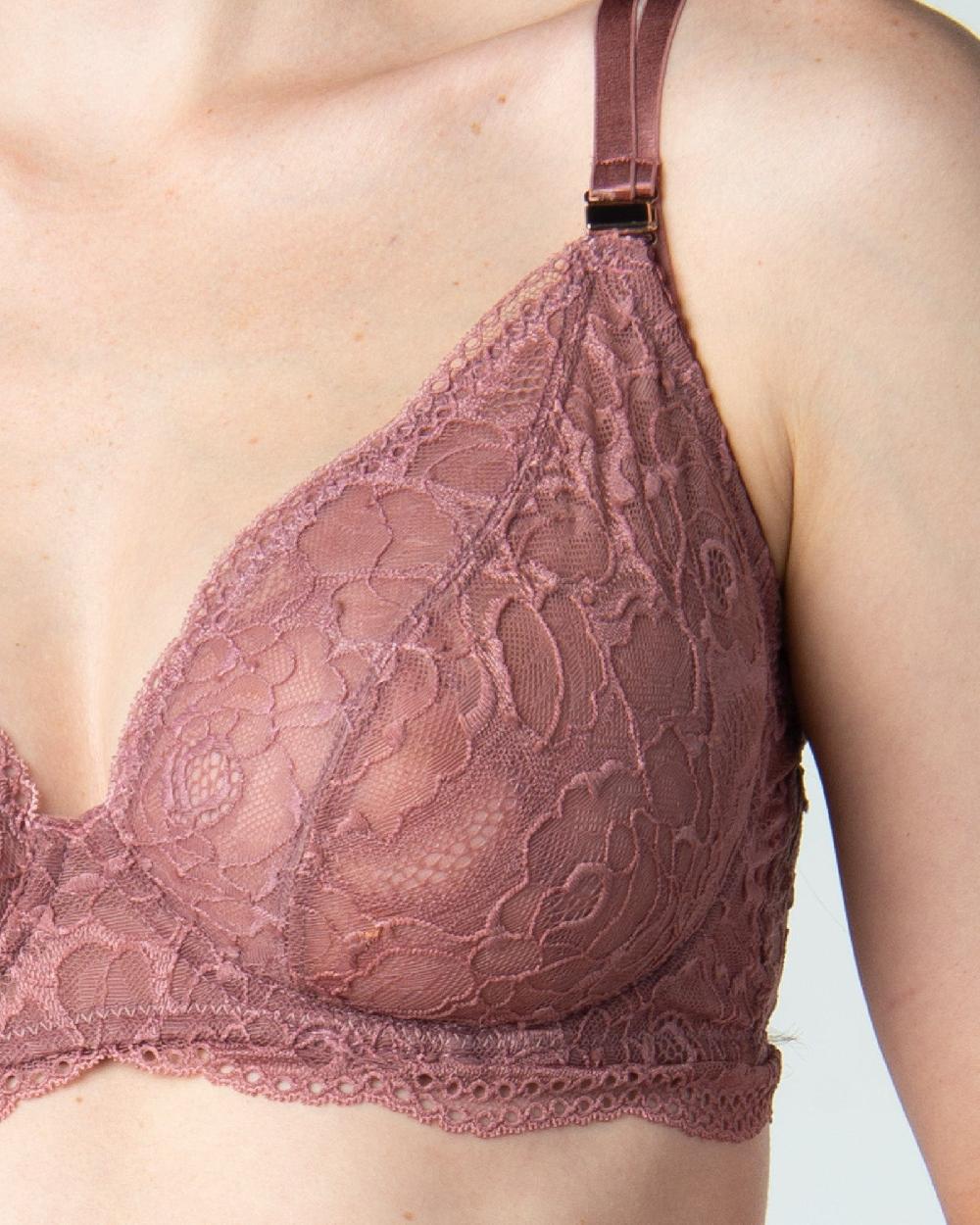 Hotmilk Heroine Plunge Antique Rose Nursing Bra - Flexi Underwire Antique Rose