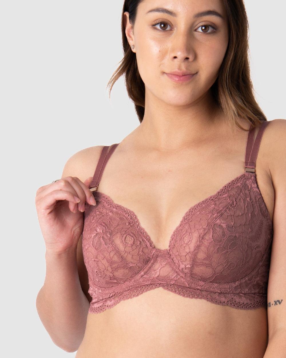 Hotmilk Heroine Plunge Antique Rose Nursing Bra - Flexi Underwire Antique Rose