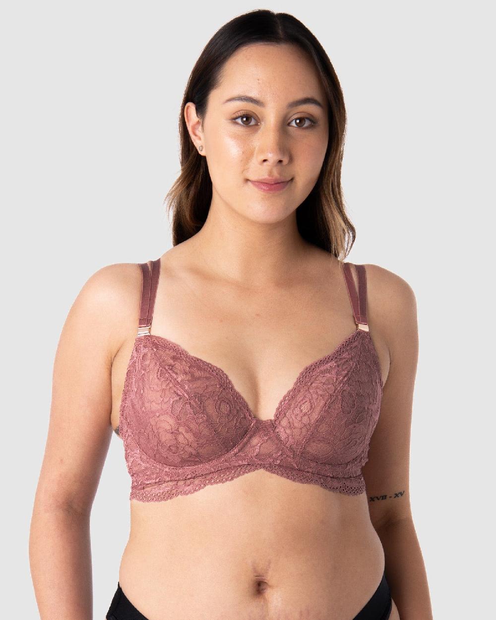 hotmilk Heroine Plunge Antique Rose Nursing Bra - Flexi Underwire Antique Rose
