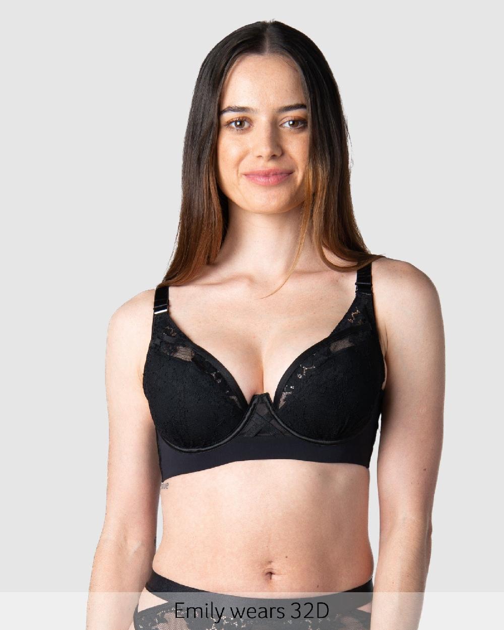 Hotmilk Goddess Plunge Lace Nursing Bra - Black