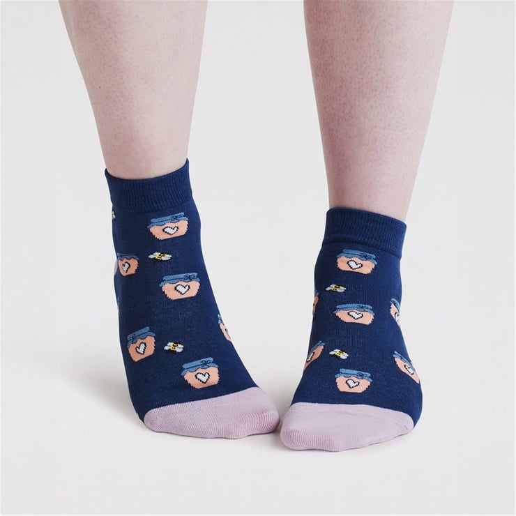 Hotter Beth Bee O-Cotton Ankle Socks Violet Blue