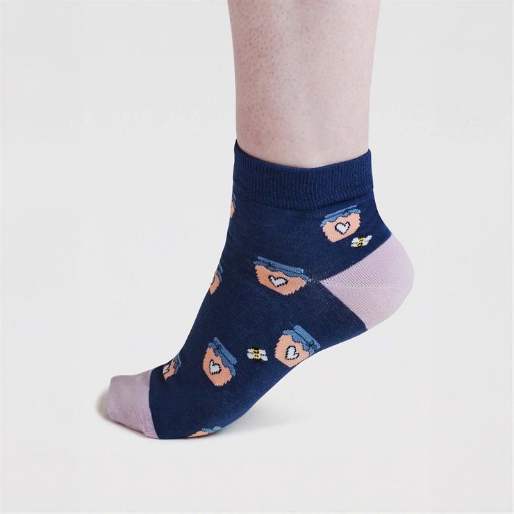 hotter Beth Bee O-Cotton Ankle Socks Violet Blue