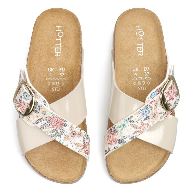 Hotter Camila Sandals Beige Floral
