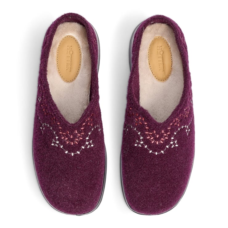 Hotter Cuddle Slippers Dark Cherry
