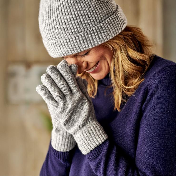hotter Essential Lambswool Gloves Grey Marl