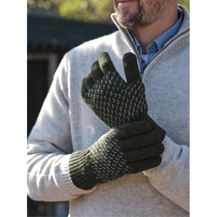 Hotter Men's Stitch & Stripe Gloves Charcoal Green