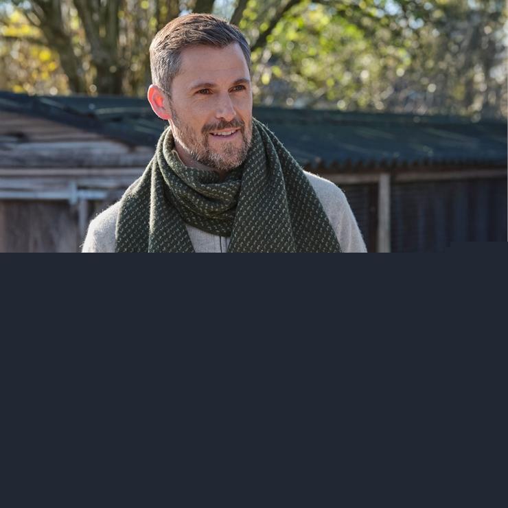 hotter Men's Stitch & Stripe Scarf Charcoal Green